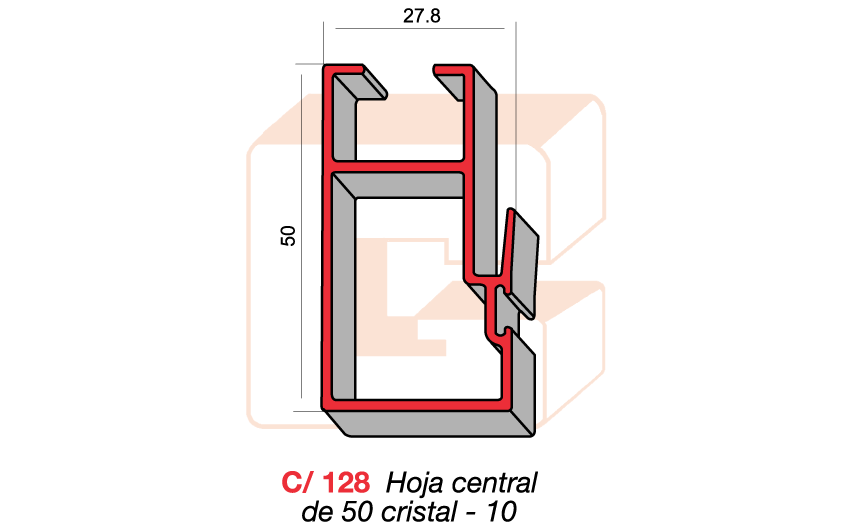 C/128 Hoja central de 50 cristal -10