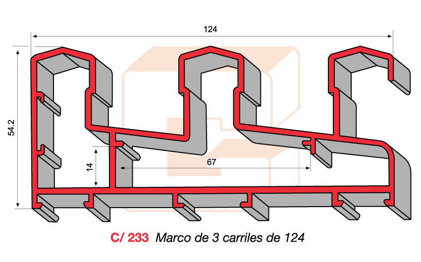 C/233 Marco de 3 carriles de 124