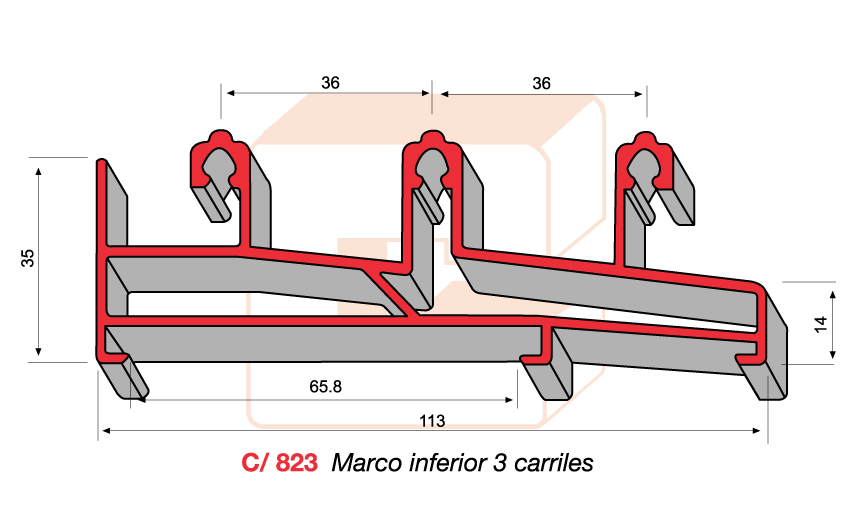 C/823 Marco inferior 3 carriles