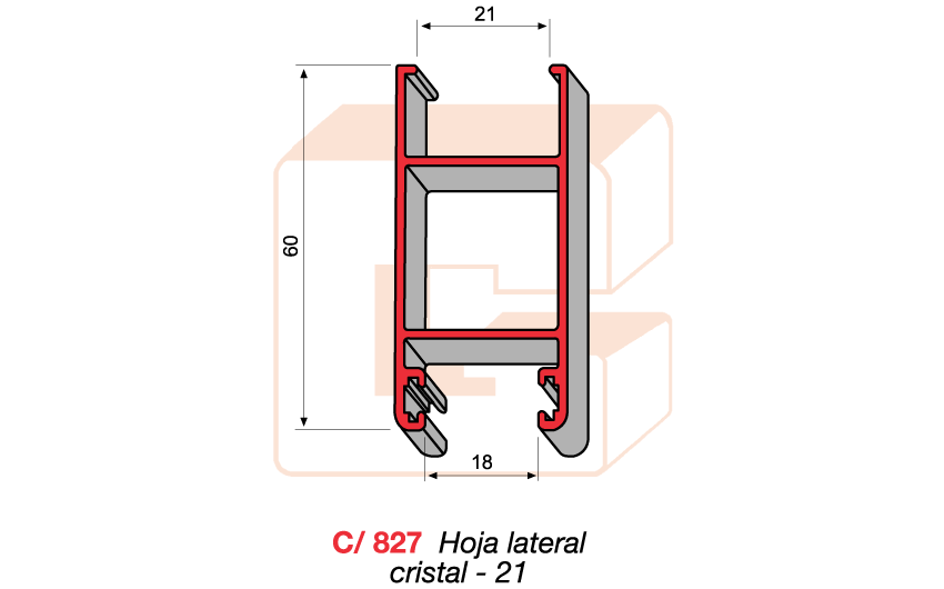C/827 Hoja lateral cristal -21