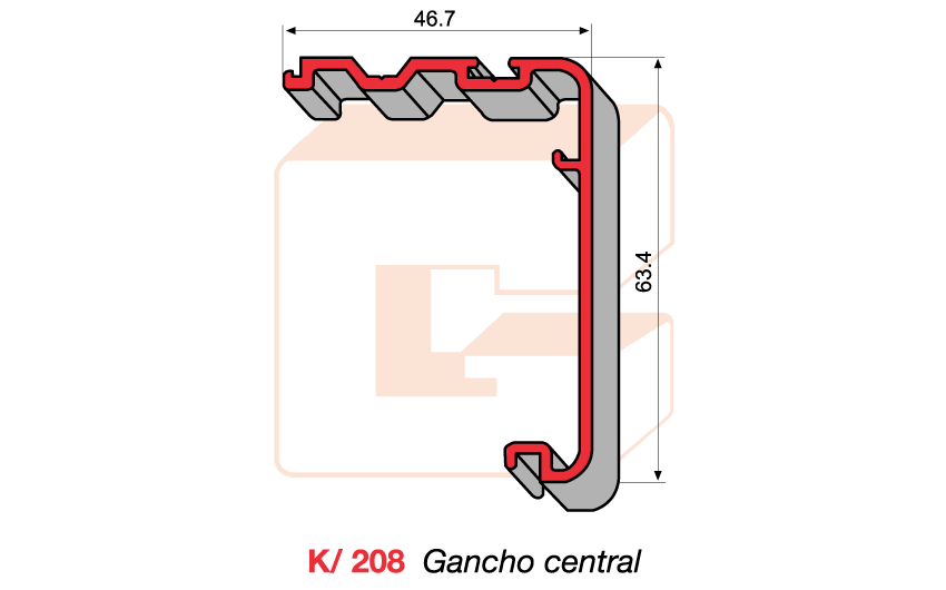 K/208 Gancho central