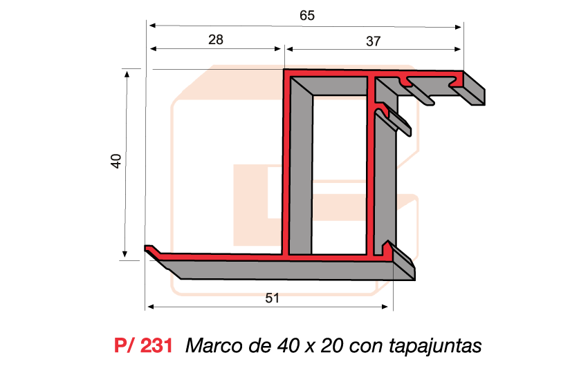 P/231 Marco de 40 x 20 con tapajuntas