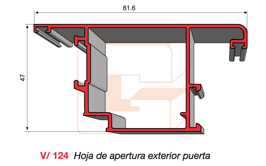 V/124 Hoja de apertura exterior puerta