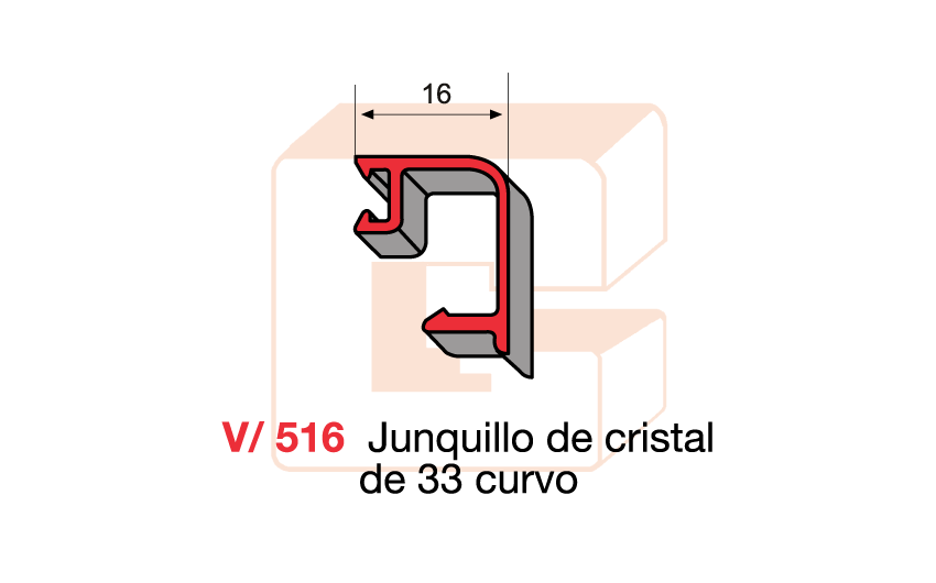 V/516 Junquillo de cristal de 33 curvo